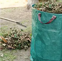 Садовий мішок для листя та садових відходів з ручками мішок-сумка 60 л зелений, фото 4