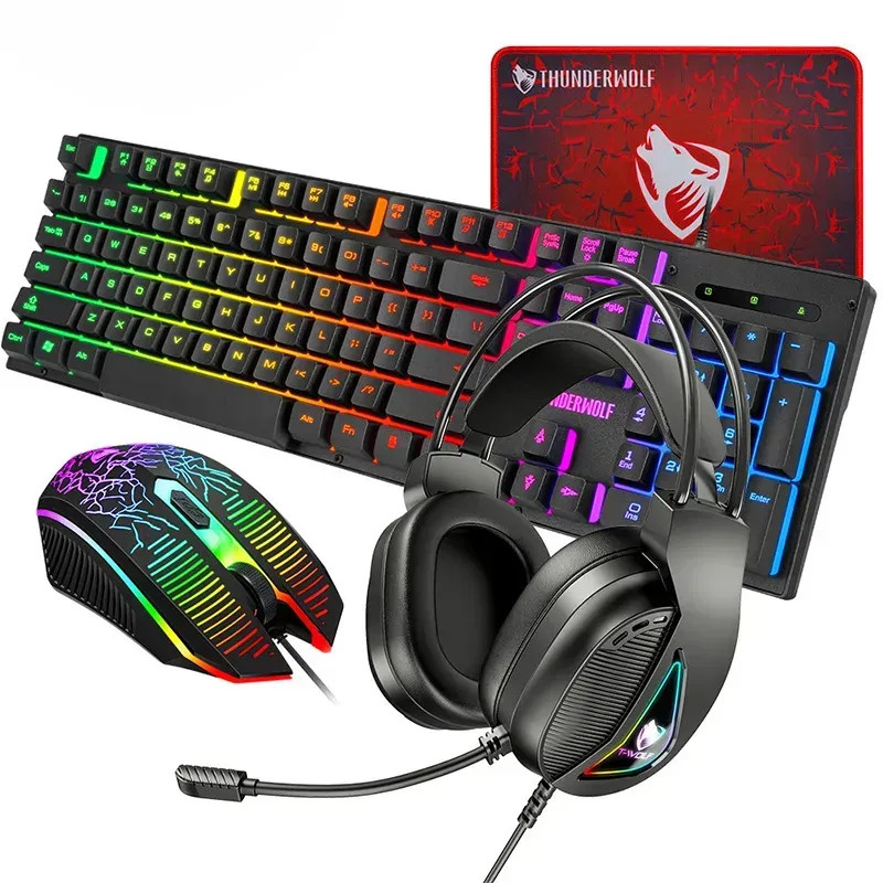 Ігровий комплект Gaming Combo 4-in-1 T-Wolf TF-400 (клавіатура, миша, навушники, килимок) геймерський комплект