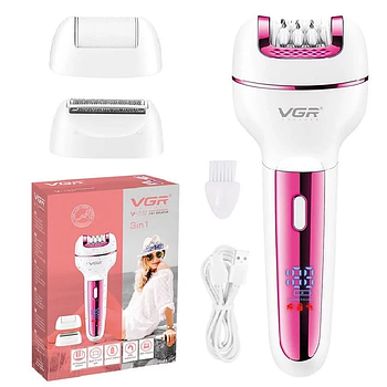Епілятор VGR 3 в 1 V-732 PINK, 3 насадки, LED display