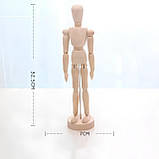 Велика, рухлива, дерев`яна людина RESTEQ, Дерев'яні action фігурка на підставці 32 см, фото 7