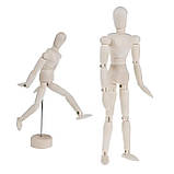 Велика, рухлива, дерев`яна людина RESTEQ, Дерев'яні action фігурка на підставці 32 см, фото 5