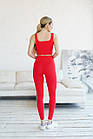 Жіночий літній комплект Топ + Лосини червоний спортивний костюм на літо, фото 2