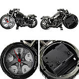 Настільний годинник з будильником у вигляді мотоцикла чорного кольору — інтер'єрний годинник-Байк RESTEQ 22,5×12,5 см, фото 2
