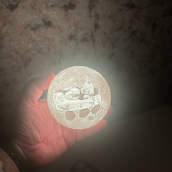 Нічник Світильник Луна 100 мм із Вашою фотографією Логотипом Написом акумуляторний 16 кольорів пульт