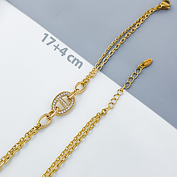 Браслет "Комбінований" з камінням, р.17 +4; медзолото Xuping, позолота 18К