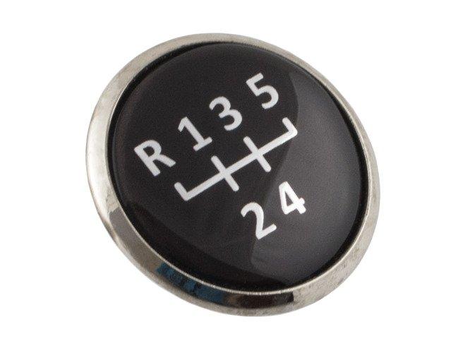 VW T5 03-11 емблема ручки перемикання передач 5 передач срібна схема, фото 1