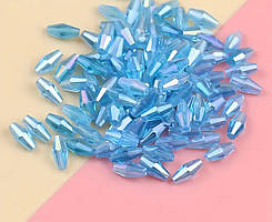 Бусини біконус, в гранях, блискучі блакитні 4 х 8 мм (за уп. 10 шт)