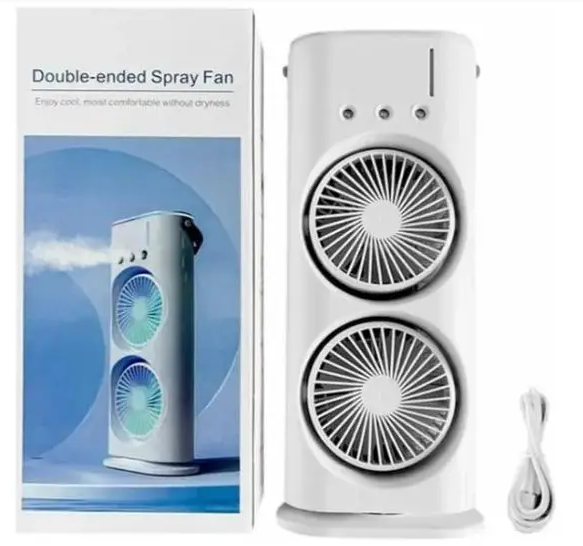 Настільний вентилятор подвійний з охолодженням Double-ended Spray Fan LED підсвічування 3 швидкості