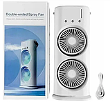 Настільний акумуляторний вентилятор подвійний з охолодженням Double-ended Spray Fan LED підсвічування 3 швидкості, фото 2