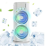 Настільний акумуляторний вентилятор подвійний з охолодженням Double-ended Spray Fan LED підсвічування 3 швидкості, фото 3