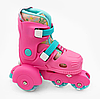 Ролики дитячі 57401-S із захистом і шоломом, розмір 30-33 см. регулюється, колеса світяться, ролики для дівчинки, фото 7