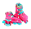 Ролики дитячі 57401-S із захистом і шоломом, розмір 30-33 см. регулюється, колеса світяться, ролики для дівчинки, фото 3