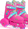 Ролики дитячі 57401-S із захистом і шоломом, розмір 30-33 см. регулюється, колеса світяться, ролики для дівчинки, фото 4