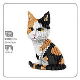3D Конструктор Триколірна кішка RESTEQ — об’ємна модель з 1300 міні-деталей, 13×8×18 см, фото 2