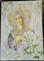 АВ-211. Алмазная мозаика частичная блестящими стразами Богородица Умиление на підрамнику