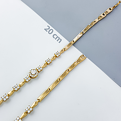 Браслет "Класика" з розсипом цирконію, р.20; медзолото Xuping, позолота 18К