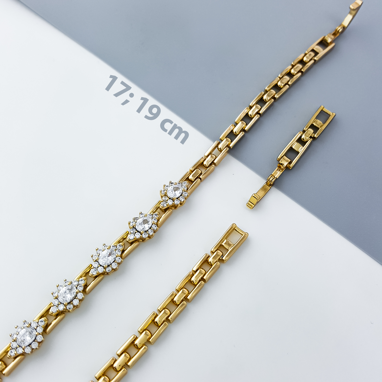 Браслет "Квіткова Стежинка" з камінням, р.17; р.19; медзолото Xuping, позолота 18К, фото 1