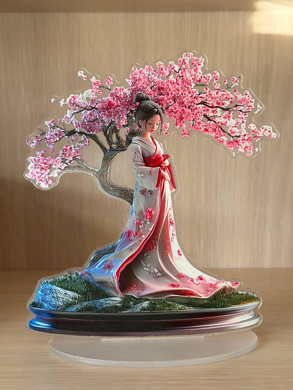 Акрилова фігурка статуетка дівчина під сакурою / 15 см, фото 1