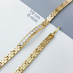 Браслет "Доріжка" із вставкою цирконію, р.19;  медзолото Xuping, позолота 18К