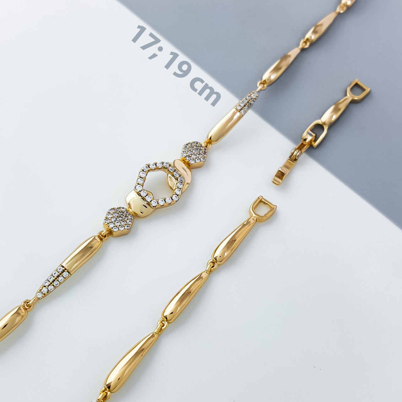 Браслет "Класика" з цирконієм, р.17; р.19;  медзолото Xuping, позолота 18К, фото 1