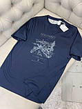 Футболка чоловіча з принтом "Solomeo" темно-синя бавовна, фото 3