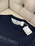 Футболка чоловіча з принтом "Solomeo" темно-синя бавовна, фото 4