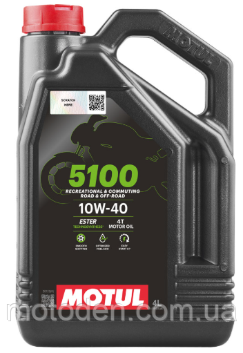 Олива моторна MOTUL 5100 4T SAE 10W40 (4L), фото 1