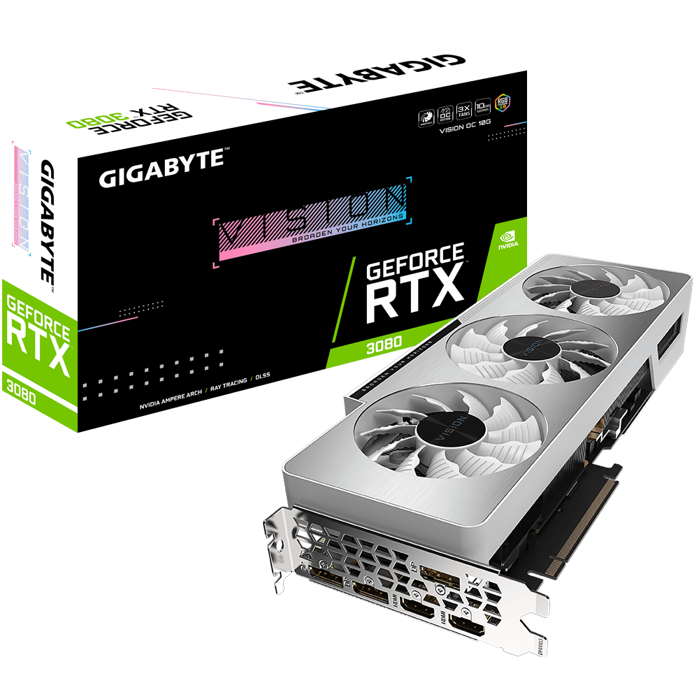 Відеокарта GeForce RTX 3080 10GB Gigabyte Vision OC (GV-N3080VISION OC-10GD) Б/В