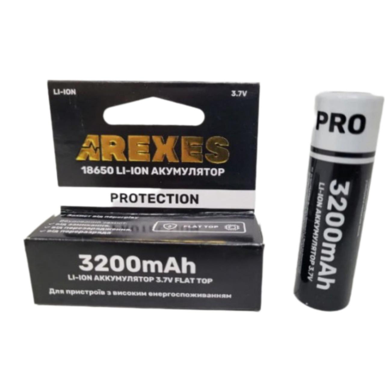 Акумулятор Arexes 18650 Li-Ion 3200 mAh із захистом Black