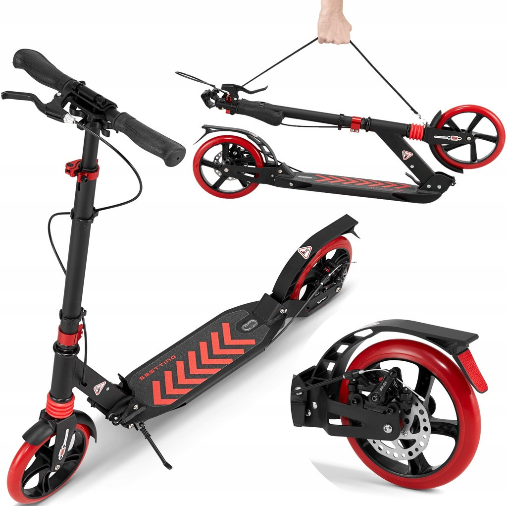 Самокат складаний міський Sesttino Shiro Red ( до 100 кг), фото 1