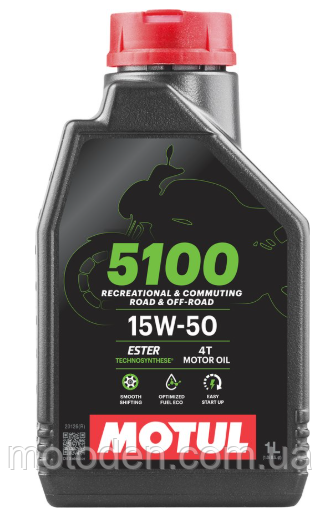 Олива моторна MOTUL 5100 4T SAE 15W50 (1L), фото 1