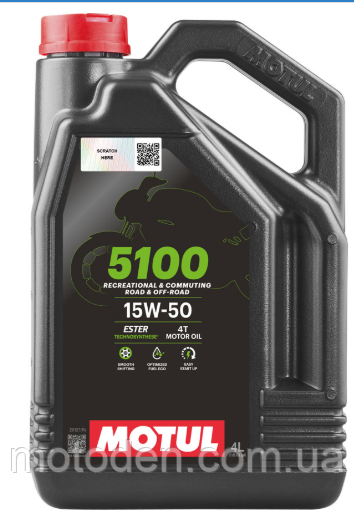 Олива моторна MOTUL 5100 4T SAE 15W50 (4L), фото 1
