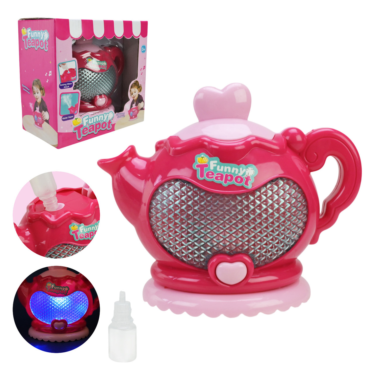 Чайник арт. 018-56 (80шт/2)  батар. світло, звук, пара короб. 17*10*16см