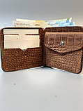 Шкіряний гаманець ручної роботи DELI М коньяк кроко, фото 4