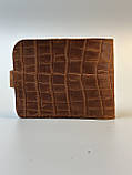 Шкіряний гаманець ручної роботи DELI М коньяк кроко, фото 3