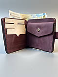 Шкіряний гаманець ручної роботи DELI М бордо, фото 3