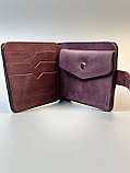Шкіряний гаманець ручної роботи DELI М бордо, фото 2