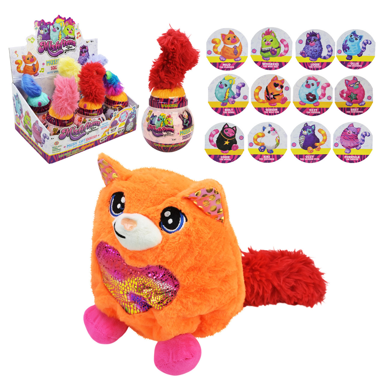М'яка іграшка арт. C2371 (96шт) котики, сенсор, англ. музика, звуки в колбі 6 шт дисплей бокс