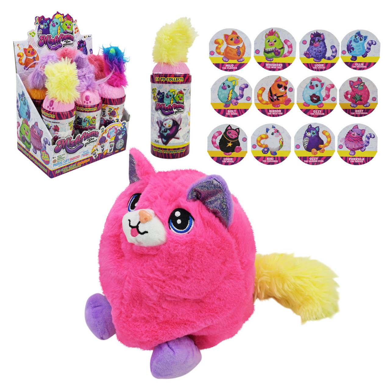 М'яка іграшка арт. C2372 (120шт) котики, сенсор, англ. музика, звуки в колбі 6 шт дисплей бокс
