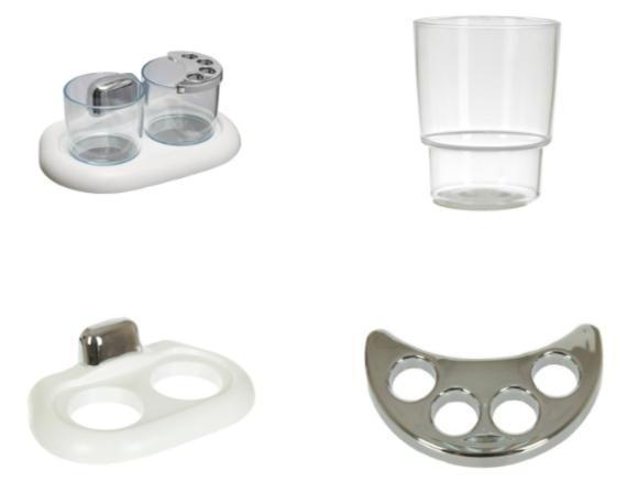 Настінний підстканник з двома стаканами, срібний