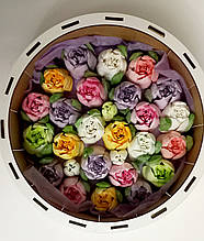 Зефір натуральний квіти зефірні в подарунковій дерев'яній коробочці  Мікс 130030551