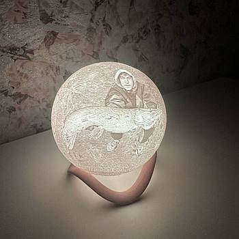 Нічник Світильник Місяць 120 мм із Вашою фотографією Логотипом Написом акумуляторний 16 кольорів пульт