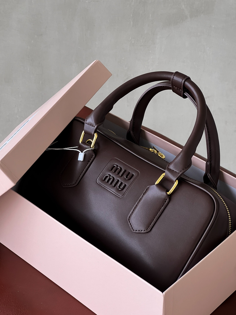 Сумка Miu Miu Arcadie Leather medium — Premium бургунди Є, фото 1