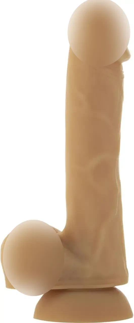 Гнучкий фалоімітатор на присосці ADDICTION — ANDREW 8″ Silicone Dong — Caramel, віброкуля в подарунок, реалістик, фото 1