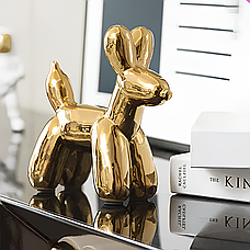 Статуетка Собачка з кульки RESTEQ золота. Фігурка для інтер`єру Jeff Koons Balloon dog 10*10*4 см, фото 4