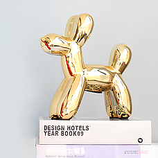 Статуетка Собачка з кульки RESTEQ золота. Фігурка для інтер`єру Jeff Koons Balloon dog 10*10*4 см, фото 6