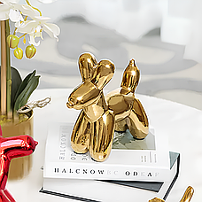 Статуетка Собачка з кульки RESTEQ золота. Фігурка для інтер`єру Jeff Koons Balloon dog 10*10*4 см, фото 3