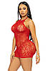 Сукня-сітка зі стразами Leg Avenue Rhinestone halter mini dress Red, відкрита спина, one size, фото 4