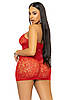 Сукня-сітка зі стразами Leg Avenue Rhinestone halter mini dress Red, відкрита спина, one size, фото 5
