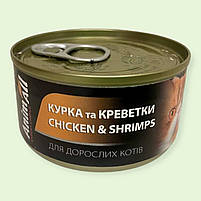 Консерви AnimAll для котів курка з креветками 85 г — супер преміум вологий корм для дорослих котів, фото 2